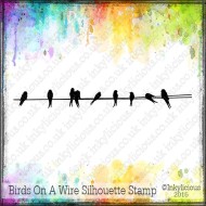 Birds On A Wire Silhouette Stamp