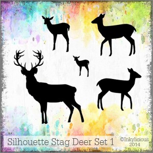 Silhouette Stag Deer Stamp Set 1