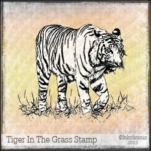 Tiger In The Grass Stamp