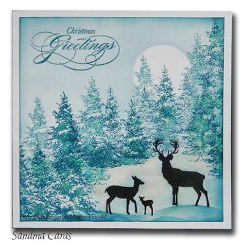 Winter Snow Pines Stamp Small 