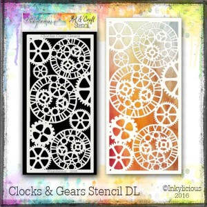 Clocks Cogs Gears Stencil DL